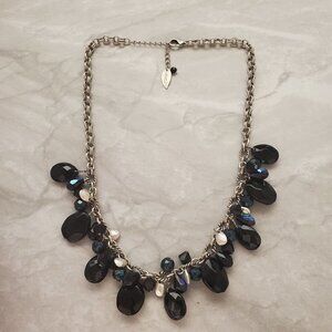 ✨ Coldwater Creek Black AB Aurora Borealis Beaded Stone Necklace ✨